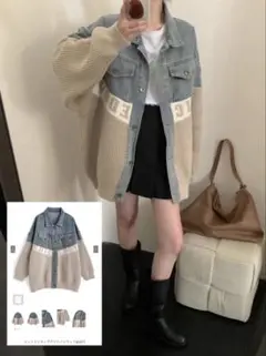 【公式サイト再入荷人気商品】ニットドッキングデニムジャケット[pu67] ブルー