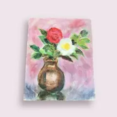 油絵　花の絵　原画　F3サイズ　画材 キャンバスボード