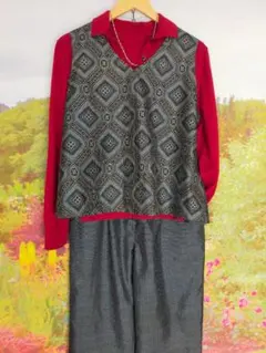 ベストとパンツのセットアップ＊着物リメイク