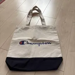 Champion トートバッグ ベージュ/ネイビー