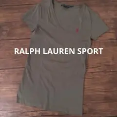 ポロ ラルフローレン オリーブグリーン Vネック Tシャツ M カーキ色 刺繍