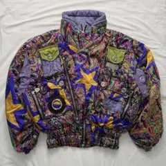 90s超希少✨ハイソサエティ ギミック中綿ジャケット Y2K 星ペイズリー総柄