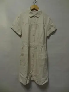 メルローズMelrose Claire 半袖ベージュ麻シャツワンピース 3(M)のサムネイル