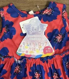 新品 キラキラドロップ ワンピース 90cm 赤のサムネイル