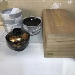 希少‼️輪島塗 大向高州堂 汁椀 紙箱あり 花模様 (桜の花？かと思い