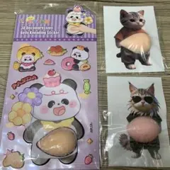 お腹ぷにぷにシール お腹シール パンダ 猫 3Dシール 立体シール 3枚セット
