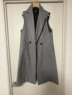 ZARA グレー ロングベスト ダブルボタン