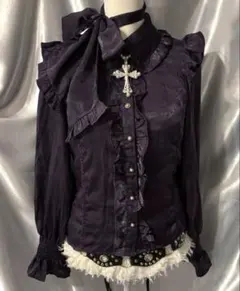 ゴスロリ ダークコア y2k フェアリーグランジ ゴシック フリルシャツ 00s