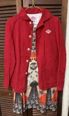 【DANTON】赤いジャケットとワンピースのセット