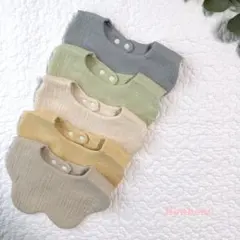 [No.35] ベビースタイ無地よだれかけもくもくスタイ5枚セット