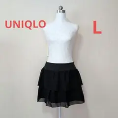 ユニクロ　シフォンティアードミニスカート　レディース　ブラック　Lのサムネイル