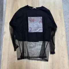 WEGO フリー　スリーブ付きTシャツ　ブラック　可愛く日焼け対策かねてのサムネイル