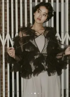 NOTRE emor asymmetry tulle tops brown - メルカリ