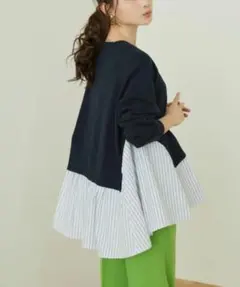 AMERICAN HOLIC 異素材ストライプニットプルオー