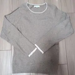 GLOBAL WORK リブニット 長袖 ベージュ M