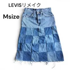 LEVI'S リメイク デニムスカート パッチワーク風 Mサイズのサムネイル