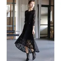 ラス１！ドレスプラス L ブラック フィッシュテール ドレス ワンピース