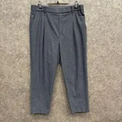 【美品】UNIQLOグレー チェック柄 タック入り スラックス XL