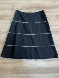 アニエスベー✴︎麻 リネン100% 前ボタン タックフレアスカート 生成り色 美品】アニエスベー リネン100％ マキシ丈フレアスカート フロント