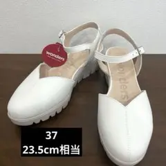 【新品】ワンダーズ バックストラップサンダル 厚底 天然皮革 シボ加工