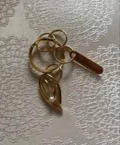 MIKIMOTO ミキモト パール キーホルダー キーリング ゴールド