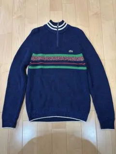 Lacoste ネイビー ストライプ ニットセーター