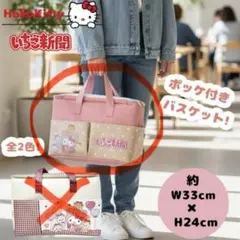 【新品・未使用】ハローキティいちご新聞ポケット付きバスケット