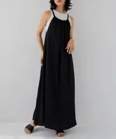 CLENA キャミワンピース ブラック ロング丈