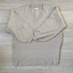 ベージュ vネック