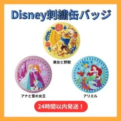【即日発送】ディズニー刺繍缶バッジ 美女と野獣 アリエル アナと雪の女王