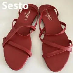 新品未使用 セスト Sesto ストラップフラットサンダル ペタンコ S 赤