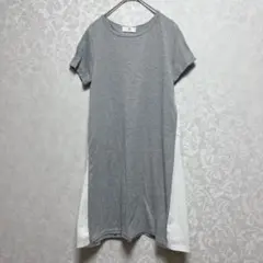r.p.s バックリボン ワンピース M グレー 異素材切替 半袖 チュニックのサムネイル