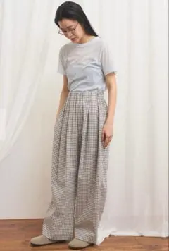 BASERANGE CLAUDE PANTS BLUECHECK チェックパンツ - メルカリ