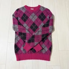 SAINT LAURENT サンローラン アーガイル セーター ピンクのサムネイル