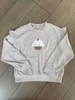 カップケーキ刺繍フリルトレーナー　130