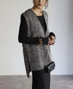 Bonjour Sagan Vネックツイードベスト