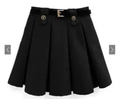 【GRL】ベルトインパン裏地付きプリーツボタンミニスカート[ac2384]