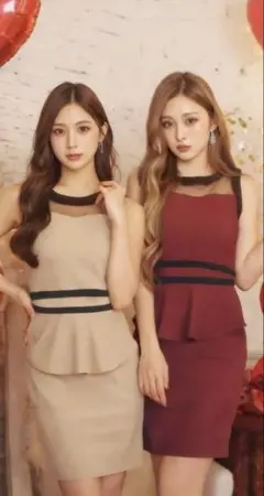 美品デイジーストア赤ペプラムドレス Sブラックシースルーミニワンピースdazzy