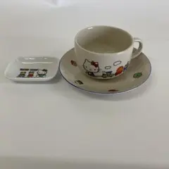1980年代サンリオ スクールバス 陶器マグカップ＆プレート レトロ 希少 激レア1980年代サンリオ スクールバス 陶器マグカップ＆プレート