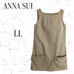 【アナスイ】ノースリーブ　ひざ丈　ワンピース 　ベージュ　LL　コットンのサムネイル