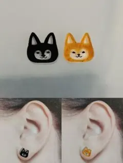 柴犬　ピアス・イヤリング　黒・茶