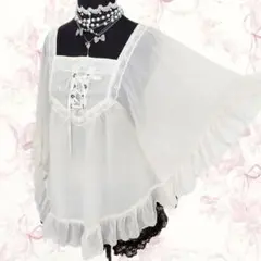レースふりふりリボンチュニック vintage 2000s 姫カジ 森ガール レースふりふりリボンチュニック vintage 2000s 姫カジ 森ガール