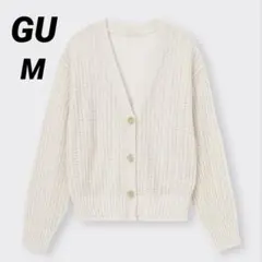 GU ジーユー 透かし編みカーディガン(長袖) ナチュラル M