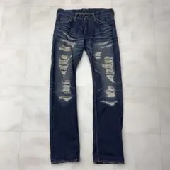 ■ TMT キムタク グランジ ダメージ加工 鬼ヒゲ デニム パンツ L 32のサムネイル