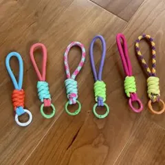 カラフルパラコード 6点セット　カラビナ ストラップ ハンドメイド キーホルダー