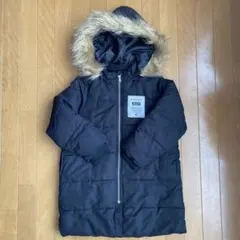 ファー付きフード 中綿コート 黒