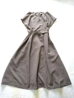 ロングシャツワンピース ウエストベルト大きなサイズ フレンチスリーブ 2XL