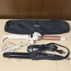 SALONIA カールアイロン ピンク・ホワイト ストレートカールアイロン 2点