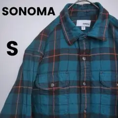 US古着 SONOMA フランネルシャツ S ブルーのサムネイル