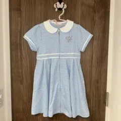 新品　メゾピアノ　バレエ前開きギンガムチェックワンピース　サックス 120cm